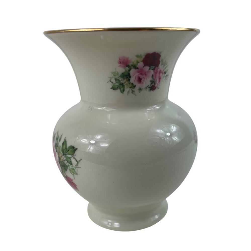 Formalities By Baum Bros Porcelain Vase With Floral Design & Gold Rim - Picture 4 of 12
